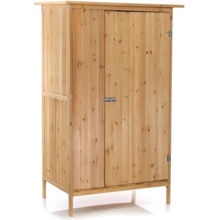 Wiltec Gartenhaus mit 1 Tür in Naturfarbe Holz 92 x 57 x 154cm - Robuste Bauweise, optimale Maße, praktische Aufbewahrung, wetterfestes Dach, einfache Montage by Wiltec – Bild 1