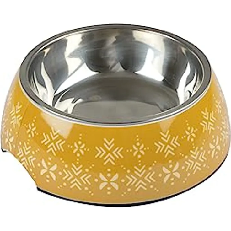 Love Story Futternapf, Melamin, Edelstahl, abnehmbar, 300 ml, Durchmesser 14,7 cm, Mix and Match Ethnic