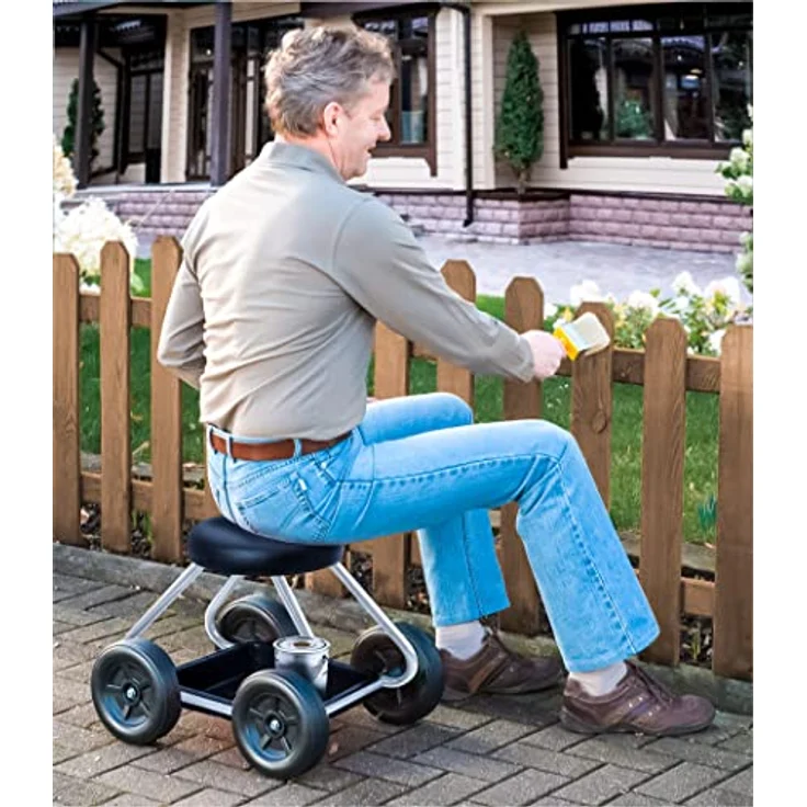 Maximex Rollsitz Secura - für Haushalt und Garten, Metall, 52 x 40 x 41 cm, Silber – Bild 2