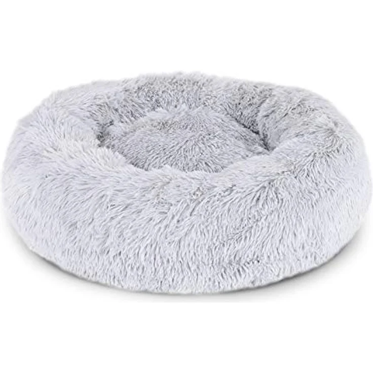 lionto Hundebett rund Hundekissen Hundesofa Katzenbett Donut, (S) 40 cm Ø hellgrau – Bild 1