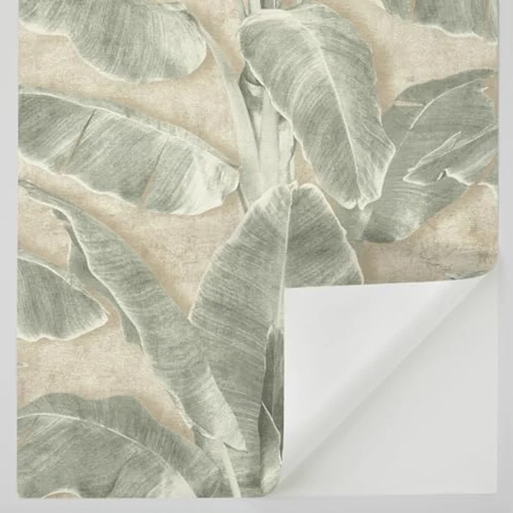 Rasch tesa Selbstklebende Tapete Cuba 371727 - Bananenblätter in Grün auf Beige, 6m x 0,53m, rückstandslos ablösbar – Bild 5