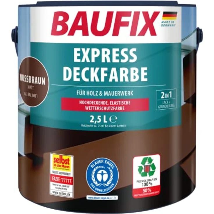 Baufix Express Deckfarbe nussbraun, 2,5 l – Bild 1
