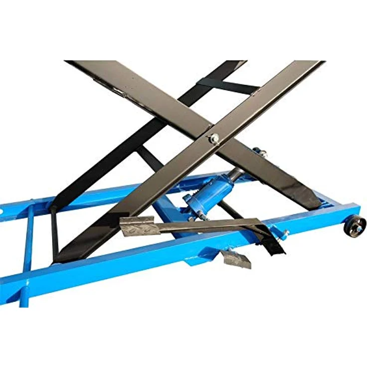 Güde Wagenheber GMR360, max. Hubhöhe 84 cm, Motorrad-Hebebühne blau-schwarz für Vorderräder bis 135 mm – Bild 4