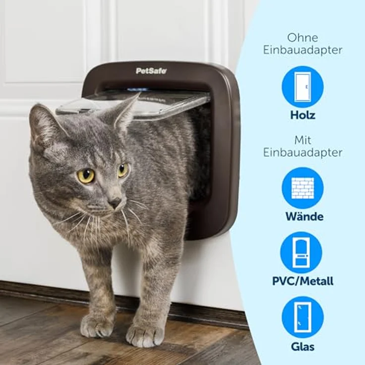 PetSafe Mikrochip Katzenklappe PPA19-16811, 2-Wege Haustierklappe mit RFID-Technologie, braun – Bild 2