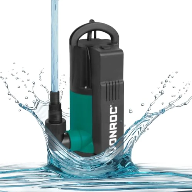 VONROC Tauchpumpe mit integriertem Schwimmer [750W] - Schmutzwasserpumpe für Keller, Pool, Gartenteich - Flachsaugend max Höhe [7,5m] - 1400 l/h für sauberes und schmutziges Wasser – Bild 1