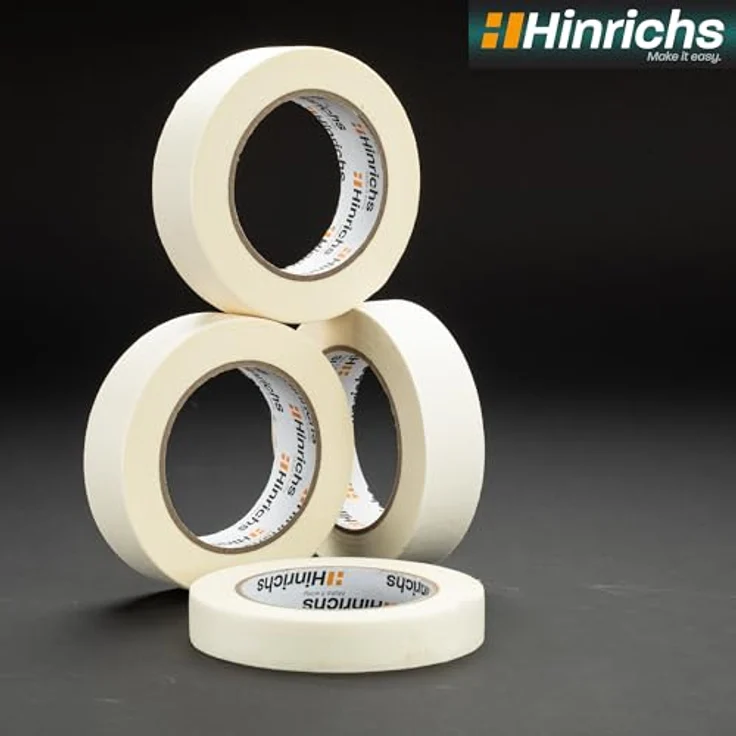 Hinrichs 4 x Kreppband - 3 Rollen 50 m x 30 mm plus 1 Rolle 50 m x 20 mm – Malerkrepp für sauberes Abkleben der Abdeckfolie bei Malerarbeiten – Bild 9