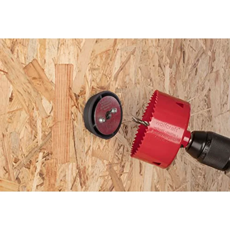 Wolfcraft 5950000 Aufbohrhilfe, sichere Standardlösung zur zentrierten Lochbohrerweiterung mit Stahlbuchse für Ø 6–8 mm, 1 Stück – Bild 3