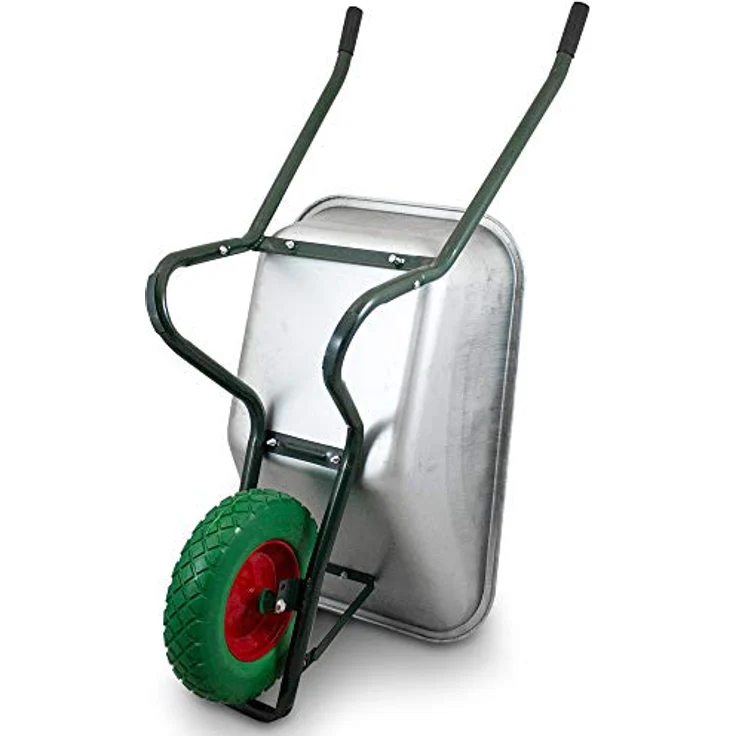 BITUXX® Schubkarre 100L / 250kg, verzinkte Schiebkarre mit PU Rad 4.80/4.00-8, grün – Bild 5
