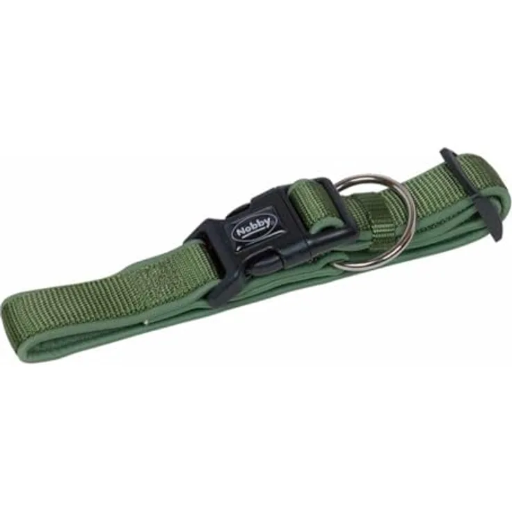 Nobby Halsband Classic Preno waldgrün, Hundehalsband aus Nylon mit Neoprenfütterung