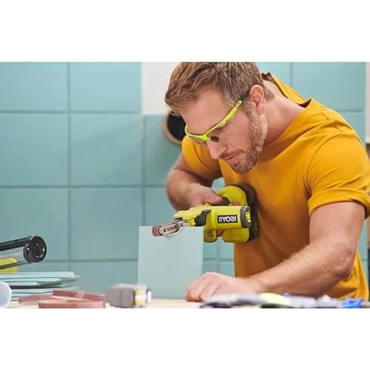 Ryobi 5133004179 Bandfeile (18 V, Maße 13x457, Geschwindigkeit bis 630 m-min, 3X Schleifbänder, ohne Akku) R18PF-0 – Bild 3