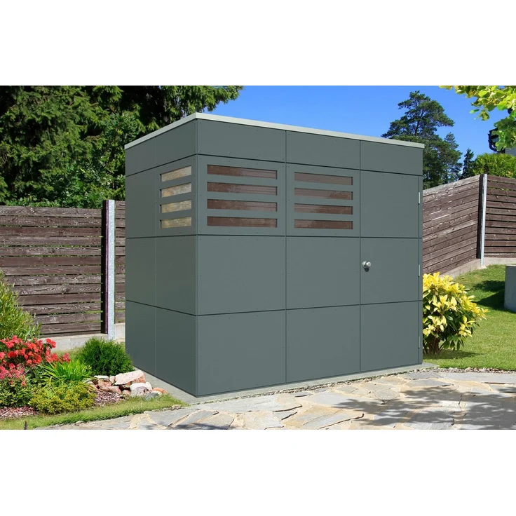 Skanholz Gartenhaus CrossCube Brisbane 2, 253x169 cm, Holzständerbauweise, Flachdach, grau-naturbelassen