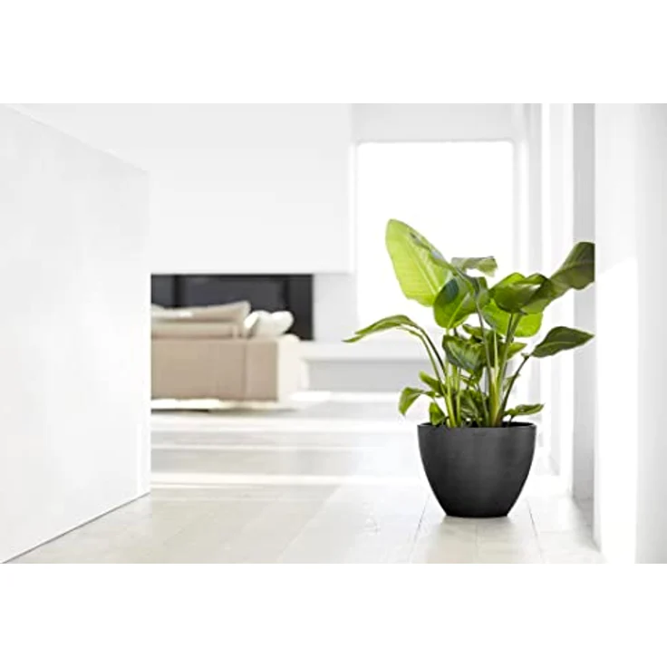 Ashortwalk ECOPOTS Antwerp Pflanzgefäß rund aus recyceltem Kunststoff (Durchmesser 40cm x Höhe 30cm) (schwarz) – Bild 3
