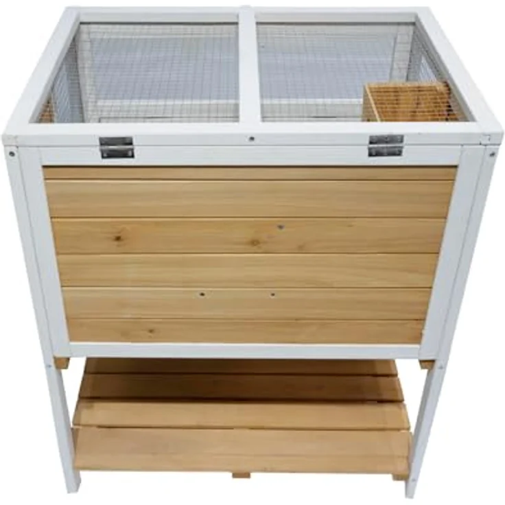 HTI living Hamsterkäfig Gino Deluxe, Kleintierkäfig aus Holz mit Ablage, Weiß/Natur, 65 cm – Bild 4