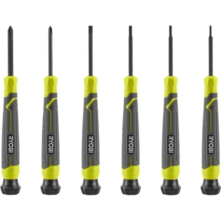 RYOBI Präzisionsschraubendreher-Set RHSDSPC6, 6-tlg. mit magnetischen Aufsätzen und drehbarer Kappe für optimale Kontrolle – Bild 1