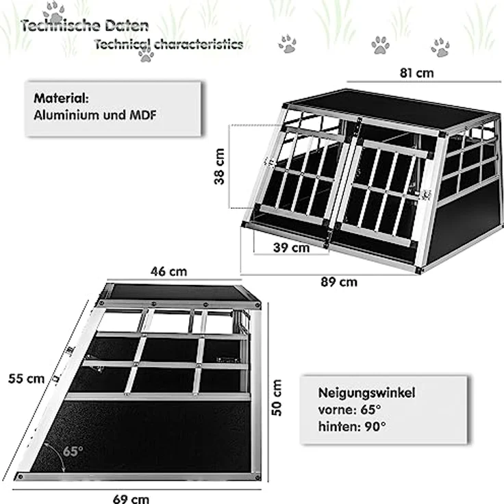 Petstuff Hundetransportbox gerade Rückwand 90°, Aluminium, robust, verschließbar, Verschiedene Größen – Bild 4