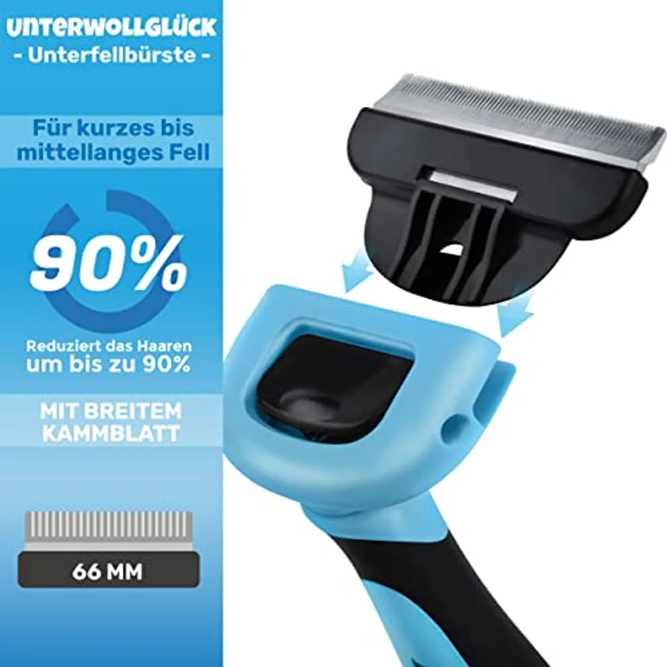 BluePet "UnterwollGlück" - Bis zu 90% weniger lose Haare - Kurzhaar Hunde & Katzen Bürste ideal zum Fellwechsel - Entfernung der Unterwolle & Pflege des Deckhaars – Bild 5