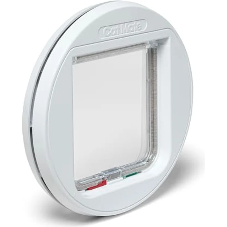 Kerbl Katzenklappe Cat Mate® 4-Wege Katzentüre, ø 245 mm, weiß, mit Magnetverschluss und manipulationssicherer Schiebeverriegelung – Bild 2