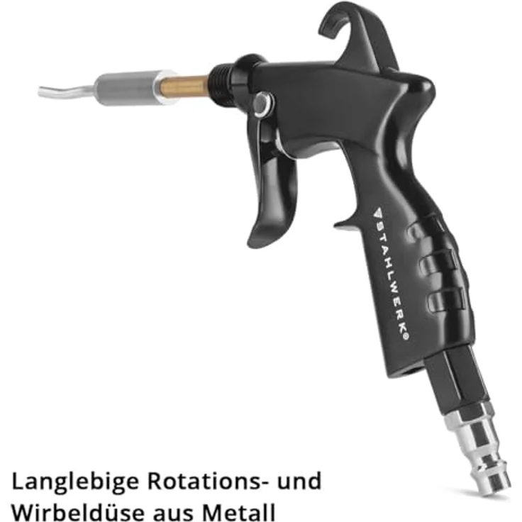 STAHLWERK PP-25 ST, Druckluft-Trockenreinigungspistole mit Metall-Rotationsdüse und Tornado-Effekt, schwarz – Bild 3