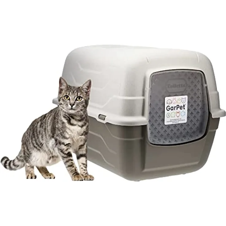 GarPet Katzenklo mit Deckel Schaufel Aktivkohlefilter - Haube kippbar - große XXL Katzentoilette Katzen WC Hauben Toilette Klo Outdoor