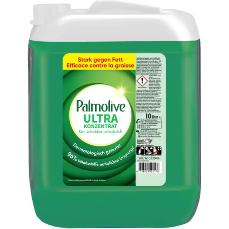 PALMOLIVE Original Geschirrspülmittel, 10 Liter Kanister, grün, fett- und kalklösend, ohne Mikroplastik