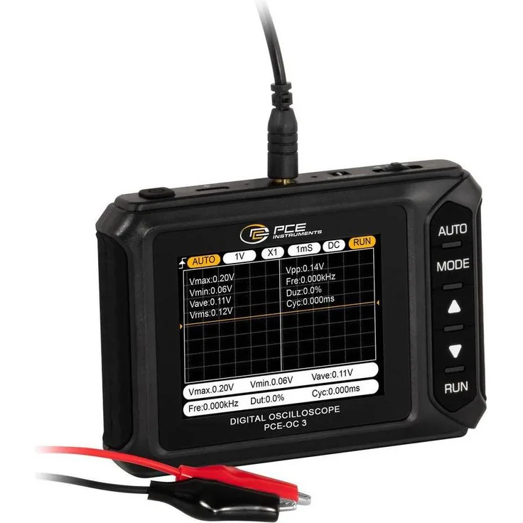 PCE Instruments Digital-Oszilloskop, Multimeter mit 2,8 Zoll Farbdisplay, 200 kHz Bandbreite, 1000 mAh Akku, mobil einsetzbar