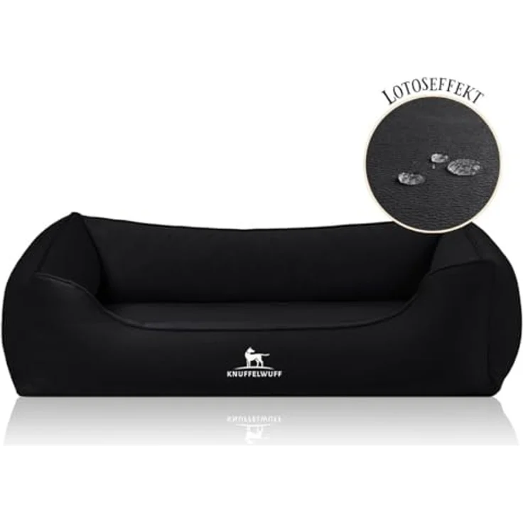 Knuffelwuff Hundebett Oliver, XXL - Schwarz | Orthopädisch mit Memory Foam, wasserabweisend, Easy Clean Wildlederoptik, gelenkschonend für kleine bis große Hunde – Bild 2