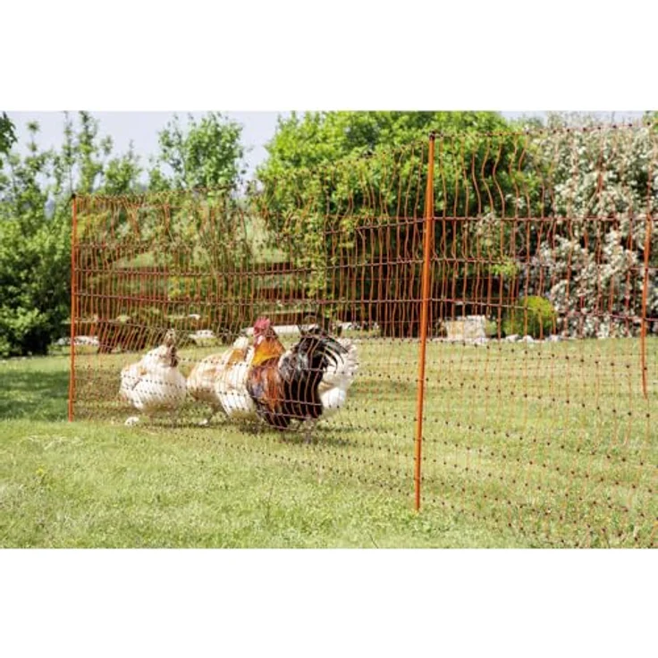 Kerbl Geflügelnetz orange, elektrifizierbar, 50 m x 106 cm, 15 Pfähle, für Hühner, Gänse und Puten – Bild 4