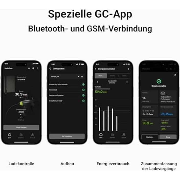 GreenCell GC EVGC021B2275, Elektroauto Ladestation Wallbox, 3,6 - 22 kW, 7,5 m Kabellänge, NFC, Typ 2 Anschluss, 32 A, IP54, IK10 Schutz – Bild 6