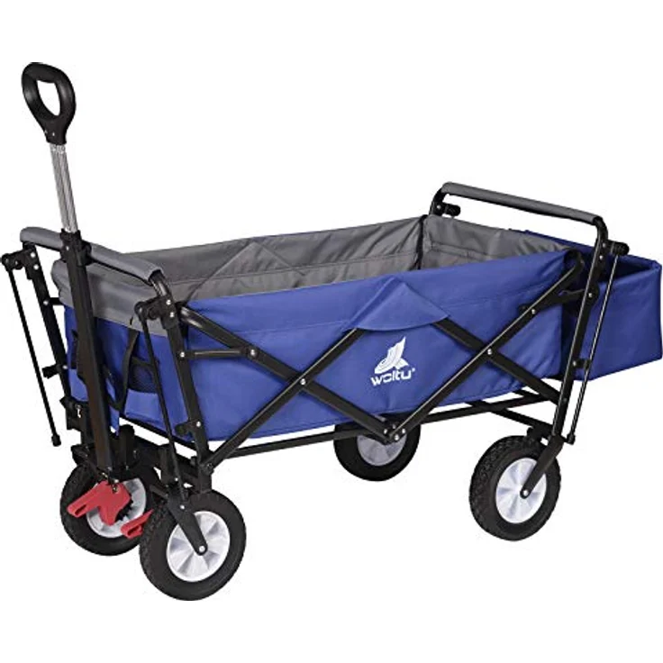 WOLTU Bollerwagen faltbar, Handwagen mit Dach, 80 kg belastbar, blau, für Garten Camping und Ausflüge – Bild 2