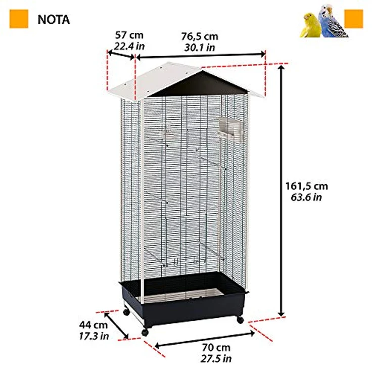 Ferplast Vogelkäfig und Vogelhaus mit Dach Nota Kunststoff 56115423 – Bild 2