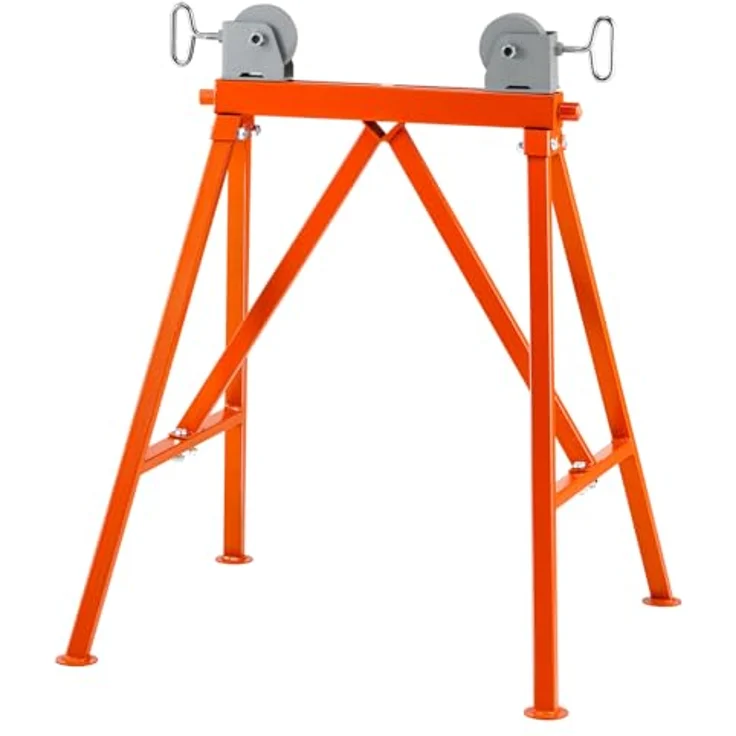 VEVOR Rollenständer mit Rollenkopf 1134 kg Tragfähigkeit Stahl Rollbock 5 bis 91 cm Unterstellbock Arbeitsbock Montagebock, Dreieckige Basis für absolute Stabilität, verstellbarer Rollenabstand, arretierbare Rollen - Geeignet für Rohrleitungswartung und Bauarbeiten – Bild 1