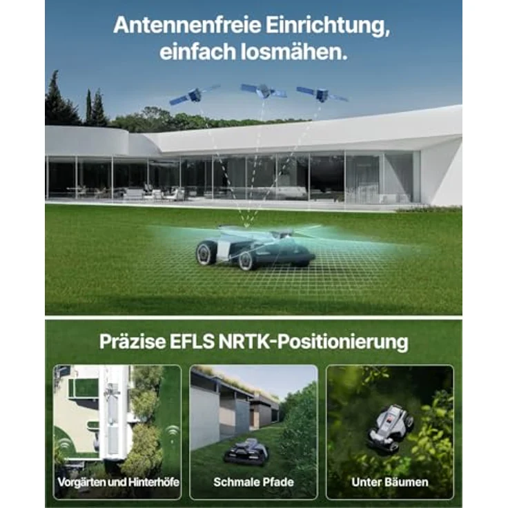Segway Navimow X420, Mähroboter mit Garage X, für 2000 m², Zero-Turn AWD für 84% Steigungen, NRTK, 360° Vision, 25-95 mm Schnitthöhe, 12 Messerklingen – Bild 8