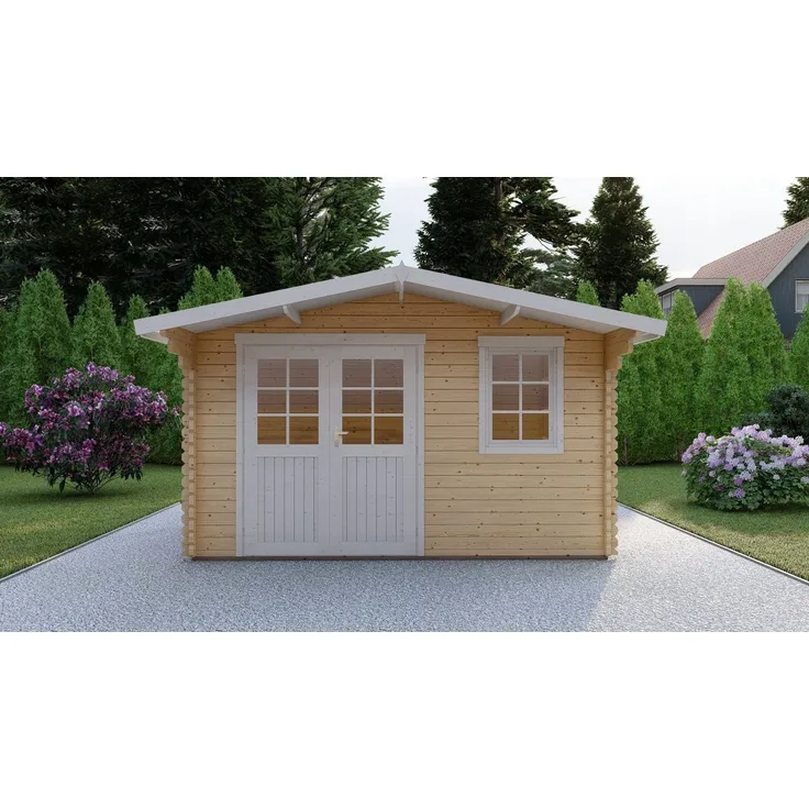 Finn Art Blockhaus Norwegen 16, Gartenhaus 4x4m aus 40mm Holz, BxT: 390x390 cm, ohne Fußboden, ohne Dacheindeckung