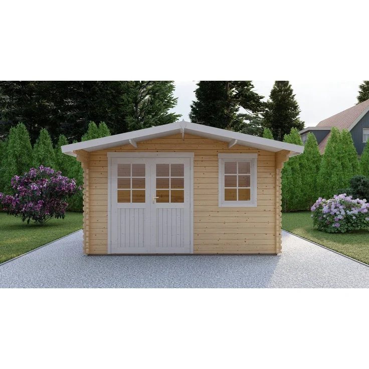 Finn Art Blockhaus Norwegen 16, Gartenhaus 4x4m aus 40mm Holz, BxT: 390x390 cm, ohne Fußboden, ohne Dacheindeckung