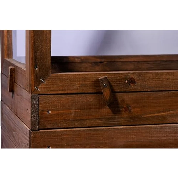 dobar Frühbeet-Aufsatz aus Holz für Hochbeete - Frühbeet-Kasten mit Folie - 117 x 40 x 24,5 cm - Dunkelbraun – Bild 4