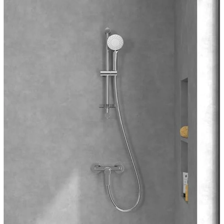 Villeroy & Boch Architectura Duscharmatur, Mischbatterie Dusche mit Rückflussschutz und Keramikkartusche, eckig, Chrom – Bild 5