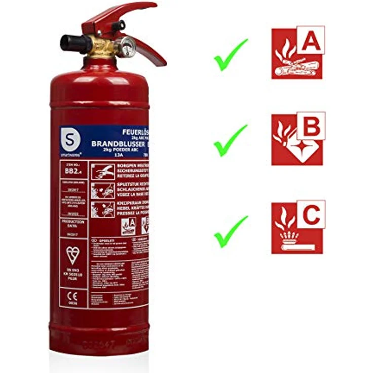 Smartwares ABC Feuerlöscher 2 Kg-Pulverlöscher mit Halterung und Manometer, 2kg, SW BB2 – Bild 6