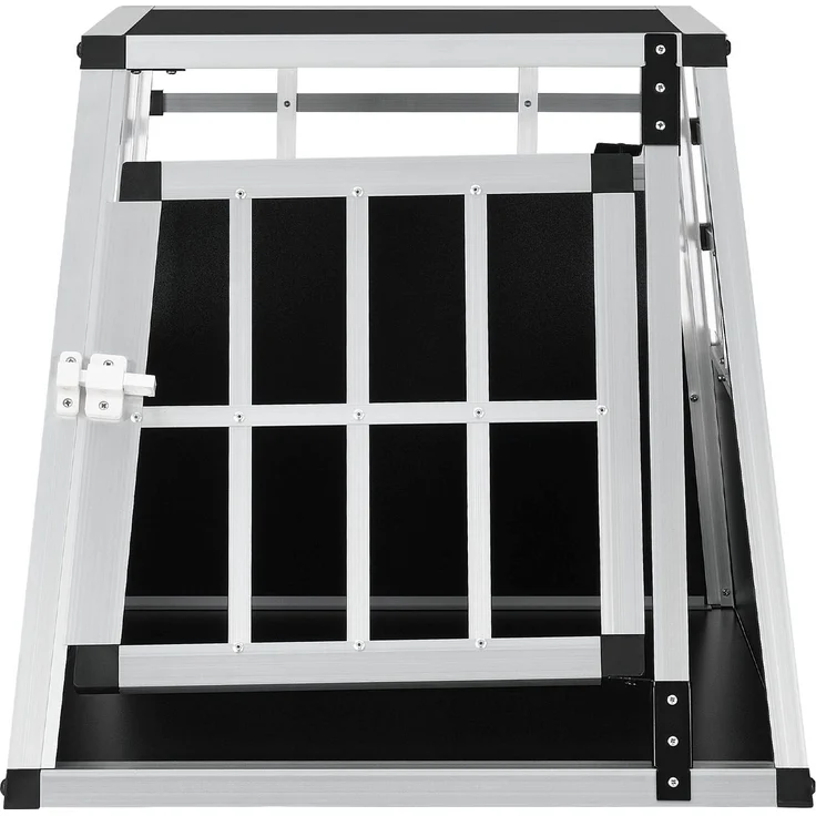 Juskys Alu Hundetransportbox M - 69×54×51 cm – Auto Hundebox robust & pflegeleicht, Gittertür verschließbar, Aluminium Transportbox für Hunde – Bild 7