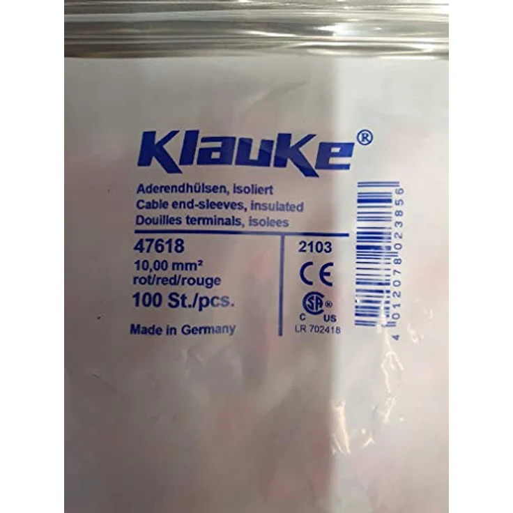 Klauke 47618 Aderendhülse 1 x 10mm² x 18mm Teilisoliert Rot 100St. – Bild 4