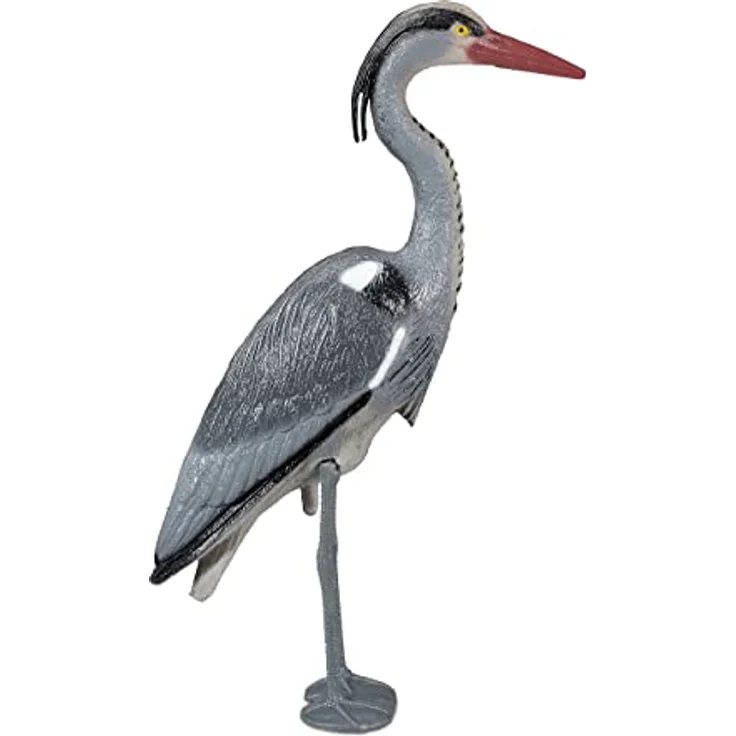 Relaxdays, grau Dekofigur Reiher, Schutz gegen Fischreiher, stehender Graureiher, in Boden einsteckbar, Garten Teich, PE, 1 Stück – Bild 2