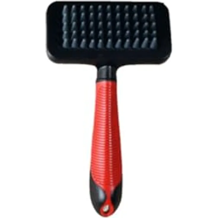 Karlie Massagebürste für Hunde, Gummi mit Gumminoppen, Rot/Schwarz, 18x10x4,5 cm - fördert Durchblutung, entfernt lose Haare und Schmutz, geeignet für kurzes Fell