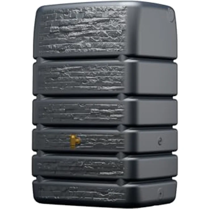 4rain Slim Stone Decor Mauertank 510 Liter Graphite Grey - Regentonne, Wassertank, Fass für nachhaltige Gartenbewässerung