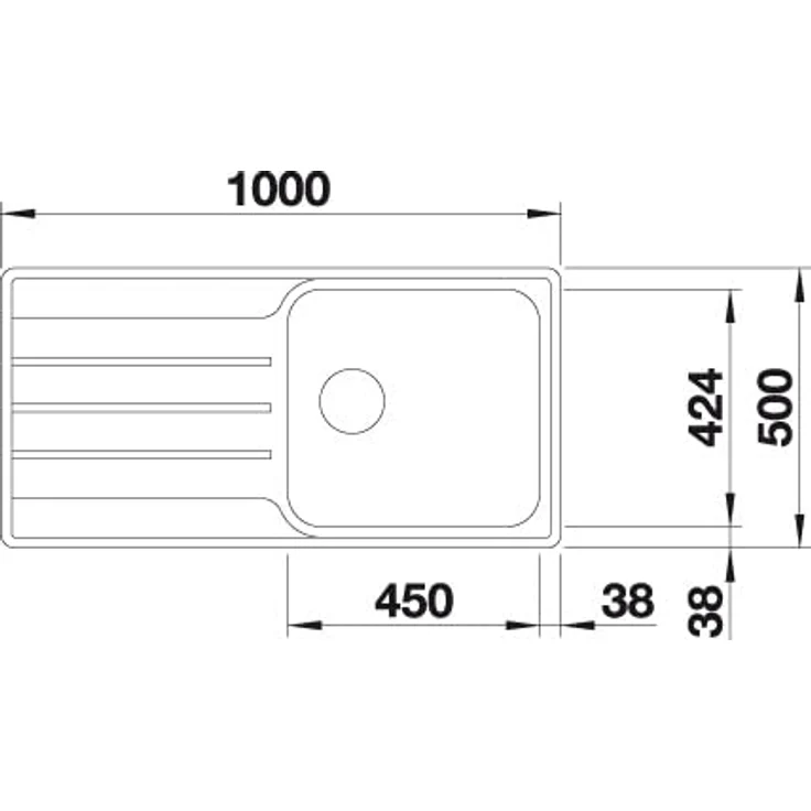 BLANCO x x Kitchen, Spüle 1 V im Beton-Style mit geräumigem Hauptbecken und Zusatzbecken – Bild 3