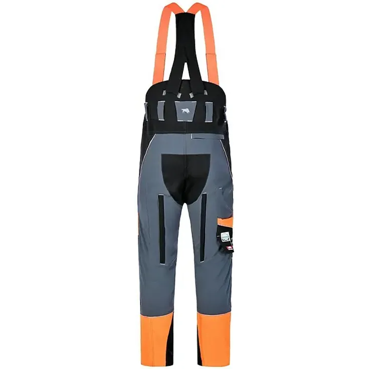 Bullstar Schnittschutzhose Proximo mit Hosenträger, Herren Größe 56, wasserabweisend, orange/schwarz, mit Easy-Long-Funktion und Reißverschlusstaschen