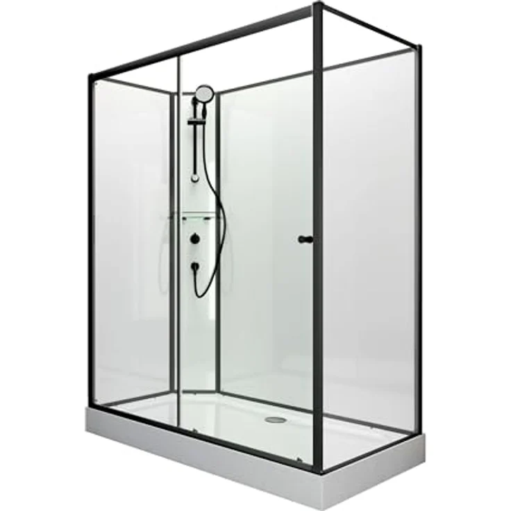 Schulte Komplettdusche Ibiza, BxT: 80x120 cm, 5 mm Sicherheitsglas, Eckdusche mit Schiebetür, mattschwarze Profile - Preisvergleich – Bild 2