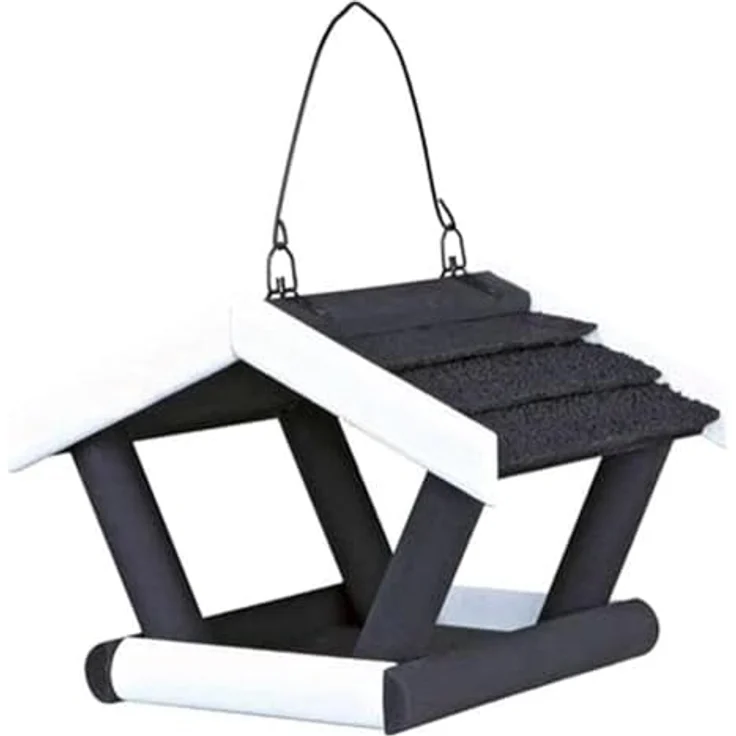 Trixie natura Vogelfutterhaus, hängend, Kiefernholz, 17 × 19 × 14 cm, schwarz-weiß – Bild 3