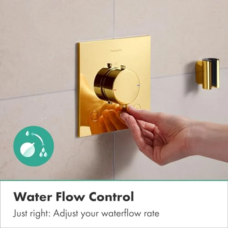 hansgrohe Ecostat Comfort E - Duschthermostat Unterputz, Sicherheitssperre (SafetyStop) bei 40° C, für 2 Verbraucher, Polished Gold Optic, 33711990 – Bild 3