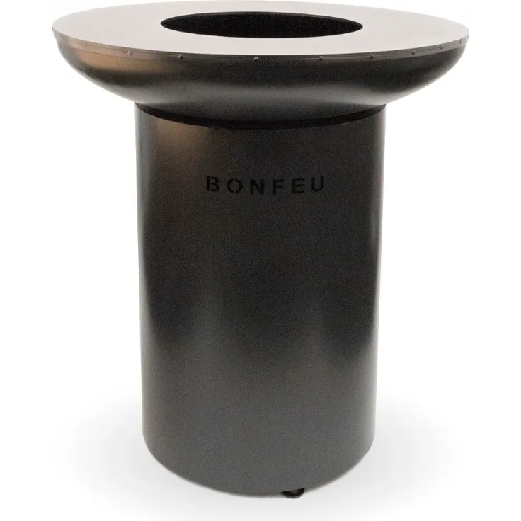 BonFeu BonBiza Schwarz Ø 80 cm, Gartenkamin mit Backplate, Feuertonne & Feuerstelle aus stabilem Stahl, geeignet zum Kochen