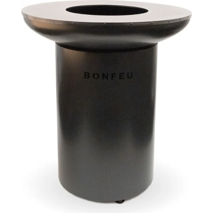 BonFeu BonBiza Schwarz Ø 80 cm, Gartenkamin mit Backplate, Feuertonne & Feuerstelle aus stabilem Stahl, geeignet zum Kochen