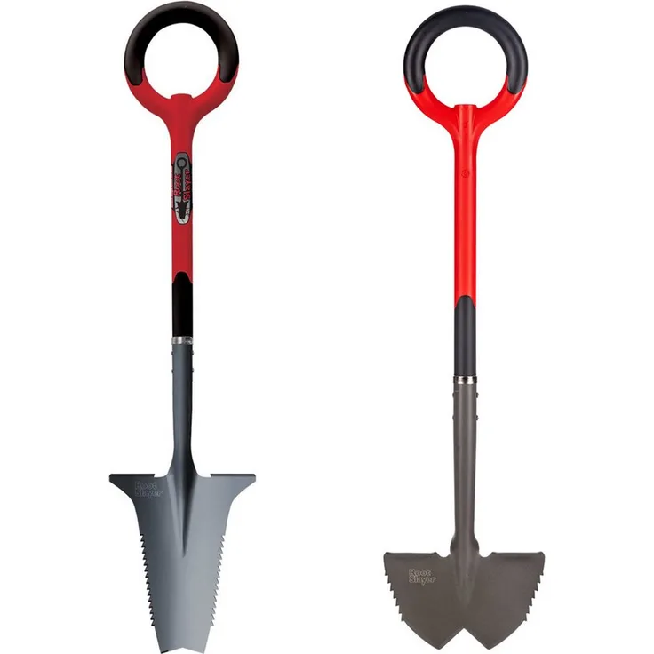 Root Slayer® Wurzelspaten Radius, Multifunktionsspaten mit Zähnen zum Wurzelschneiden und Rasenkantenstecher im Spar Set, Kohlenstoffstahl, ergonomischer Griff
